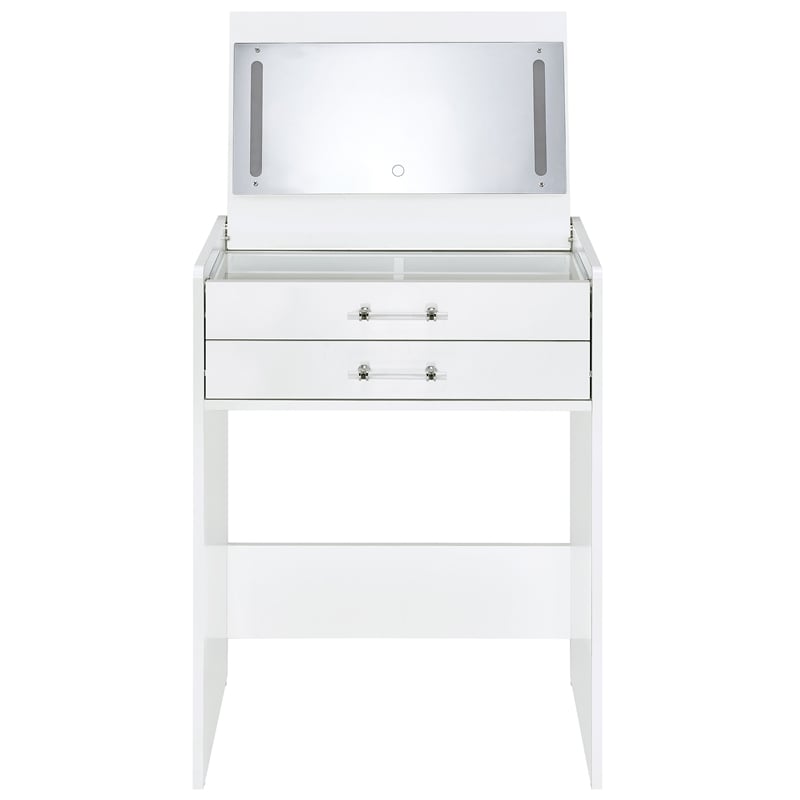 Pemberly Row 3-Drawer Engineered Wood Makeup Vanity and Stool Set in White