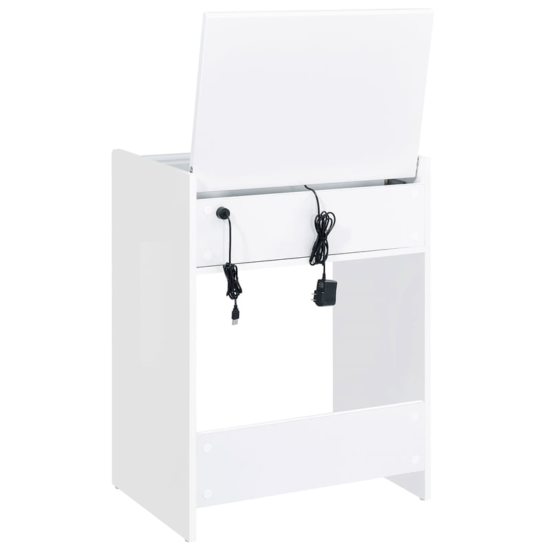 Pemberly Row 3-Drawer Engineered Wood Makeup Vanity and Stool Set in White