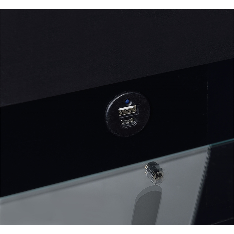 Pemberly Row 3-Drawer Engineered Wood Makeup Vanity and Stool Set in Black