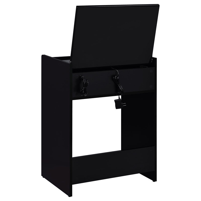 Pemberly Row 3-Drawer Engineered Wood Makeup Vanity and Stool Set in Black