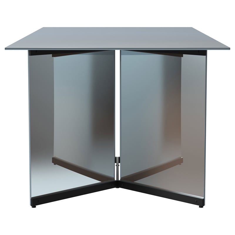 Pemberly Row 76-inch Rectangular Mirrored Metal Dining Table in Mirror