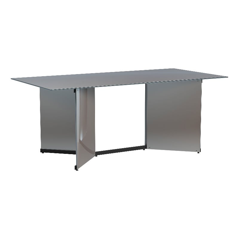 Pemberly Row 76-inch Rectangular Mirrored Metal Dining Table in Mirror