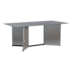 Pemberly Row 76-inch Rectangular Mirrored Metal Dining Table in Mirror