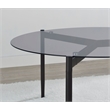 Pemberly Row Round Smoked Glass Top End Table in Sandy Black and Gray