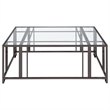 Pemberly Row Square Glass Top Coffee Table with Casters in Black Nickel