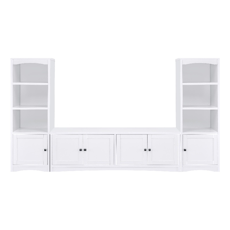 Pemberly Row 3-Piece Engineered Wood Entertainment Center TV Stand in White