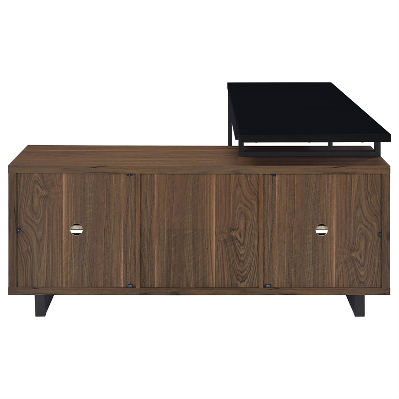 Pemberly Row 60-inch L-Shape Engineered Wood Office Computer Desk in Walnut