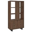 Pemberly Row 71-inch 3-Shelf Engineered Wood Cabinet Bookcase in Walnut