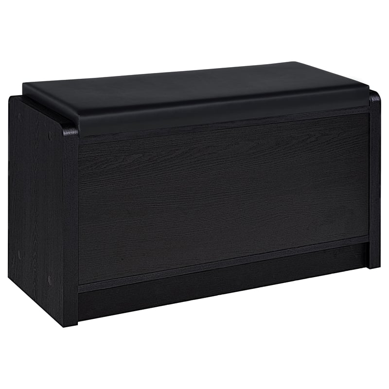 Pemberly Row Transitional Engineered Wood Storage Bench in Black