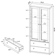 Pemberly Row 4-Shelf Glass Door Tall Wood Cabinet with Drawers in Brown