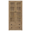 Pemberly Row 4-Shelf Glass Door Tall Wood Cabinet with Drawers in Brown