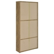 Pemberly Row 4-Shelf Glass Door Tall Wood Cabinet with Drawers in Brown