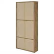 Pemberly Row 4-Shelf Glass Door Tall Wood Cabinet with Drawers in Brown