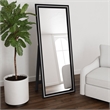Pemberly Row 28 x 67 Inch Tempered LED Wood Standing Mirror in Black