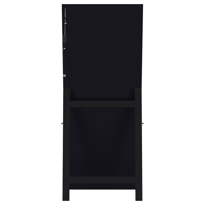 Pemberly Row 28 x 67 Inch Tempered LED Wood Standing Mirror in Black