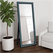Pemberly Row 28 x 67 Inch Tempered LED Wood Standing Mirror in Black