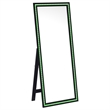 Pemberly Row 28 x 67 Inch Tempered LED Wood Standing Mirror in Black