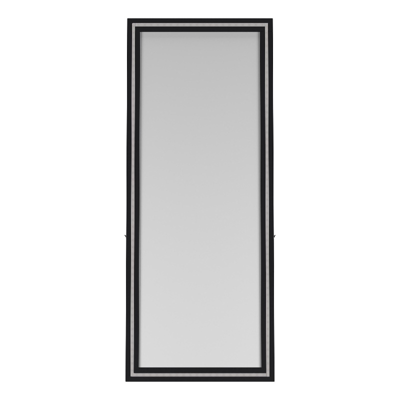 Pemberly Row 28 x 67 Inch Tempered LED Wood Standing Mirror in Black
