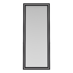 Pemberly Row 28 x 67 Inch Tempered LED Wood Standing Mirror in Black