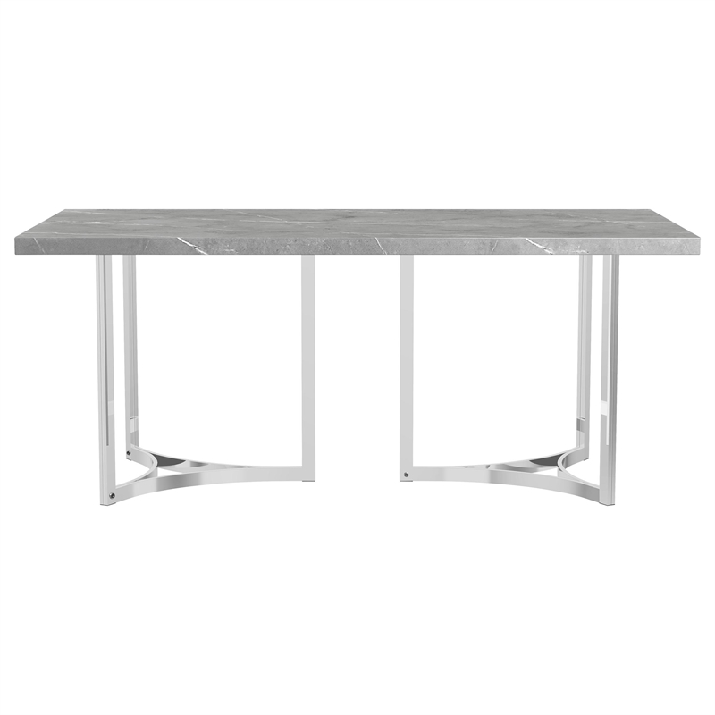 Pemberly Row 72-inch Rectangular Engineered Wood Dining Table in Gray