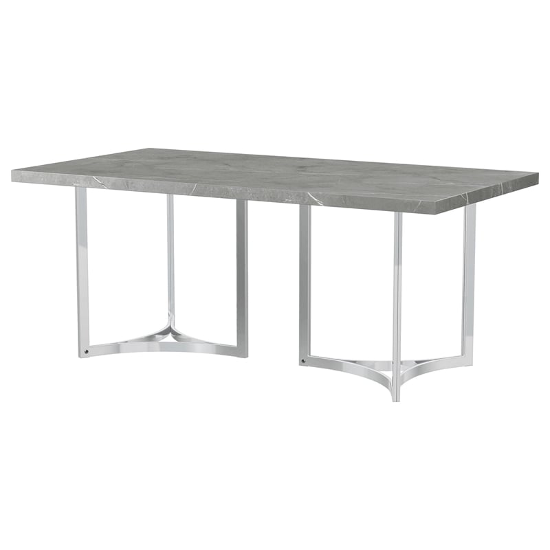 Pemberly Row 72-inch Rectangular Engineered Wood Dining Table in Gray