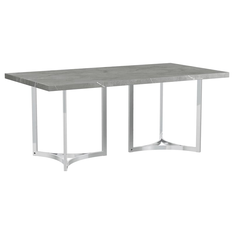 Pemberly Row 72-inch Rectangular Engineered Wood Dining Table in Gray