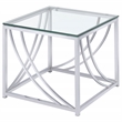 Pemberly Row 3-Piece Glass Top Metal Coffee End Table Set in Chrome