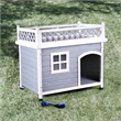 Pemberly Row Contemporary Wood Dog House in Gray and White Finish