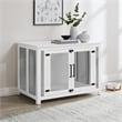 Pemberly Row Transitional Wood Credenza Dog Crate in White and Black