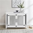 Pemberly Row Transitional Wood Credenza Dog Crate in White and Black