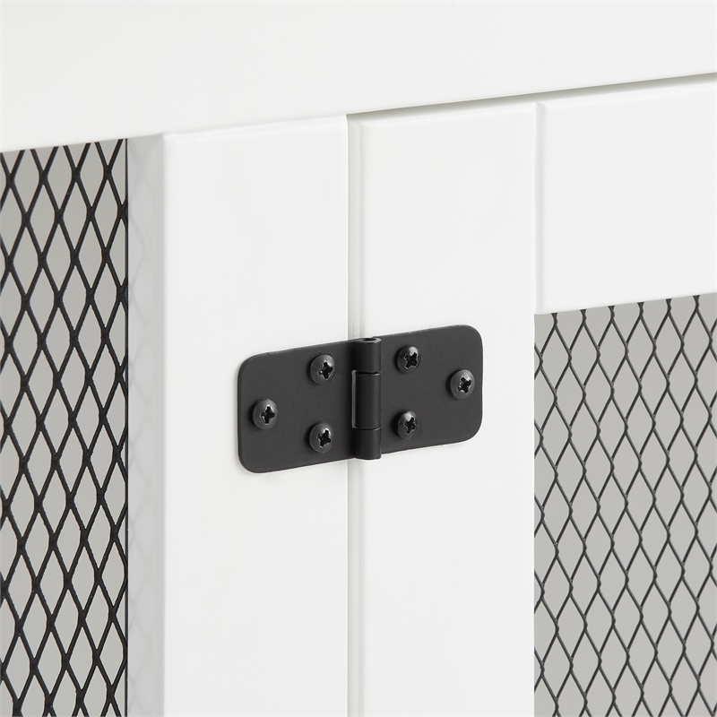 Pemberly Row Transitional Wood Credenza Dog Crate in White and Black