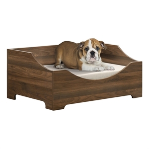 Pemberly Row Brown Alder Engineered Wood 36&quot Wide Modern Pet Bed with Cushion