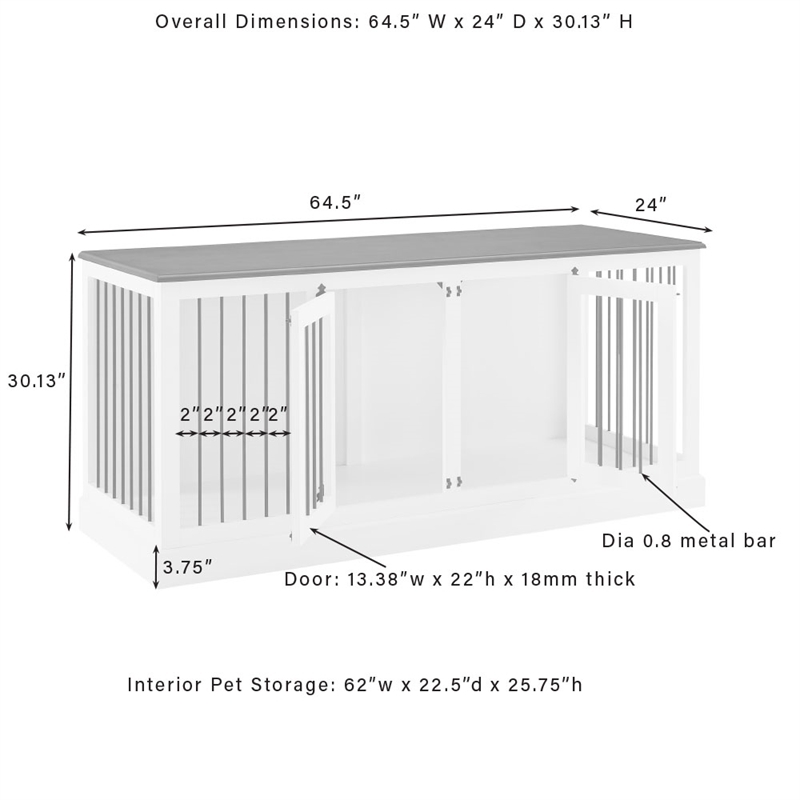 Pemberly Row Medium MDF Wood Credenza Pet Crate in Dark Brown