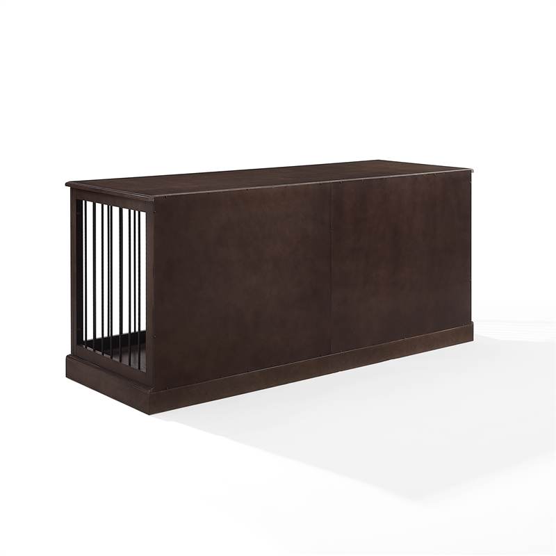 Pemberly Row Medium MDF Wood Credenza Pet Crate in Dark Brown