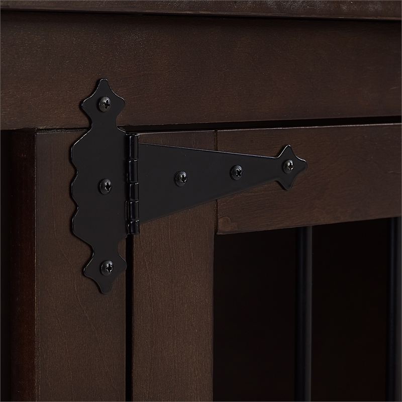 Pemberly Row Medium MDF Wood Credenza Pet Crate in Dark Brown