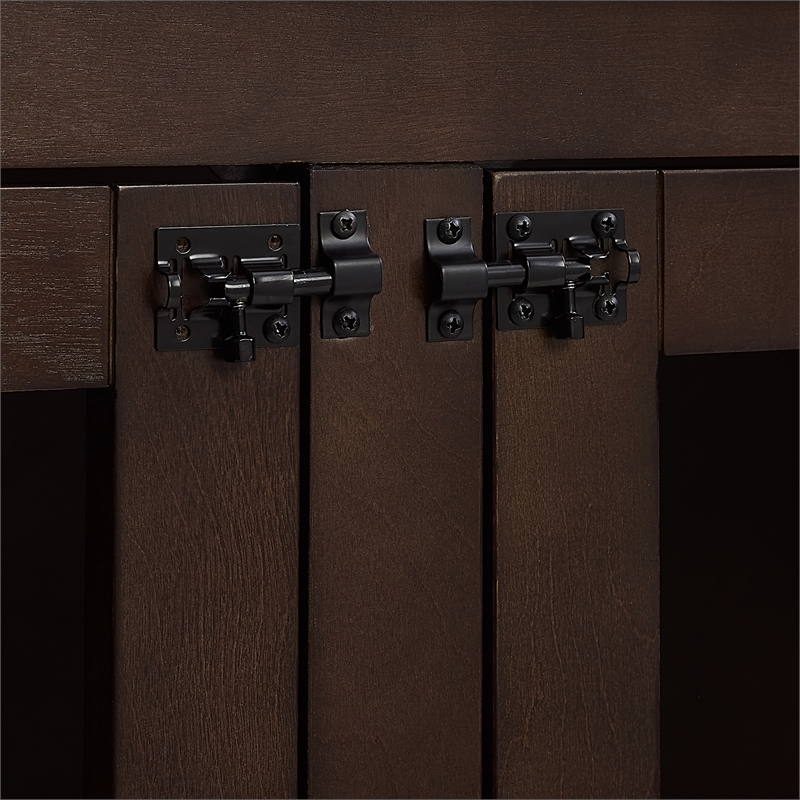 Pemberly Row Medium MDF Wood Credenza Pet Crate in Dark Brown