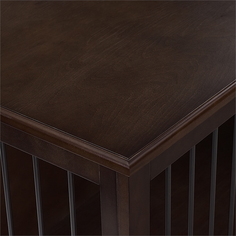 Pemberly Row Medium MDF Wood Credenza Pet Crate in Dark Brown