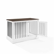 Pemberly Row Small Wood Credenza Dog Crate in White/Dark Brown