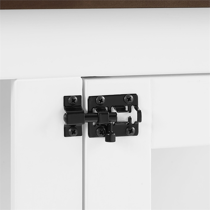 Pemberly Row Small Wood Credenza Dog Crate in White/Dark Brown