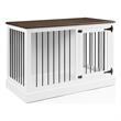 Pemberly Row Small Wood Credenza Dog Crate in White/Dark Brown