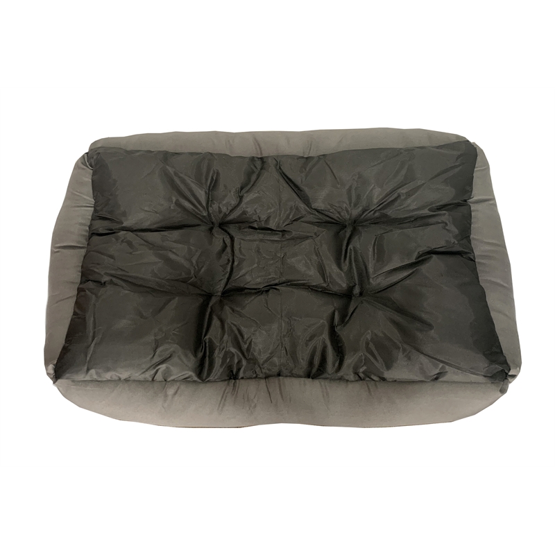 Pemberly Row Grey Fabric Checker Dog Bed L Soft and Comfy Pet Bed