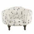 Pemberly Row Traditional Fabric French Bulldog Print Pet Bed in Cream