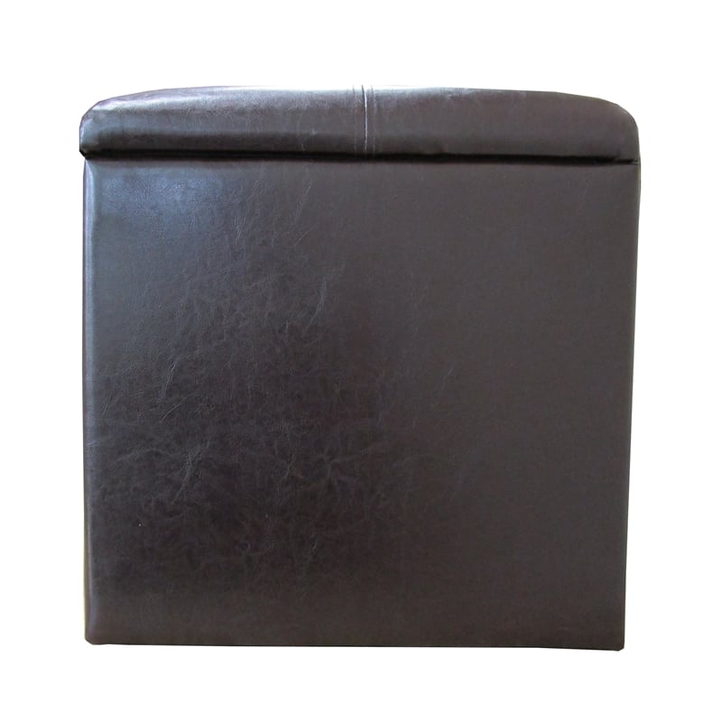 Pemberly Row Traditional Faux Leather Decorative Pet Bed Bench in Brown