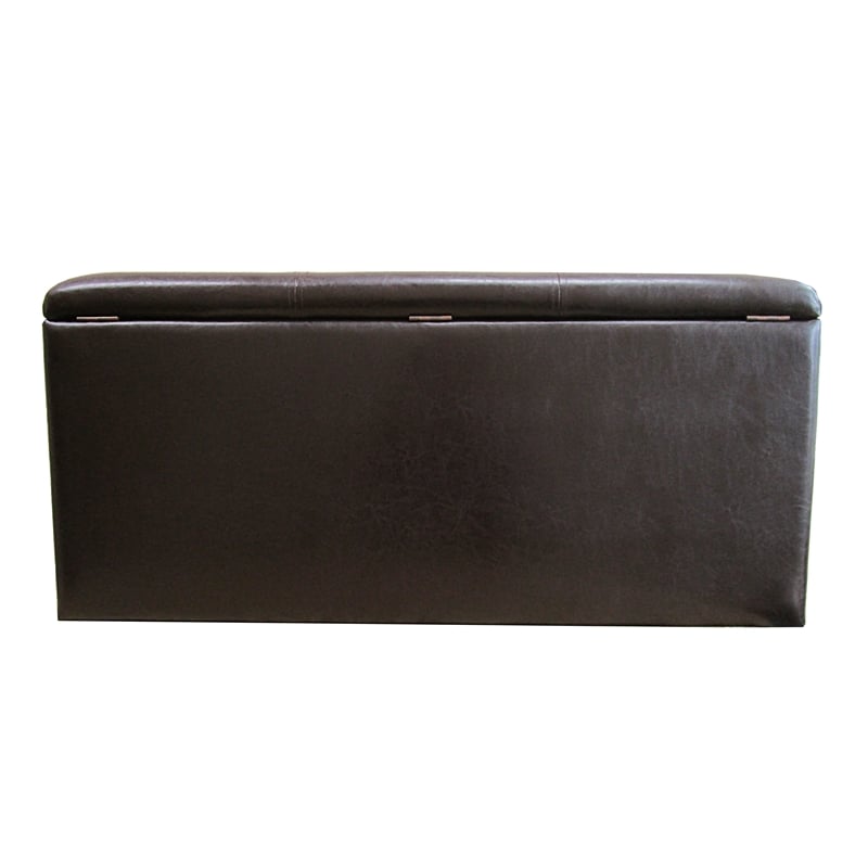 Pemberly Row Traditional Faux Leather Decorative Pet Bed Bench in Brown