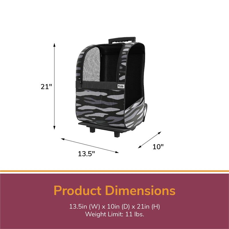 Pemberly Row Contemporary Fabric Pet Carrier Trolley for Travel in Black
