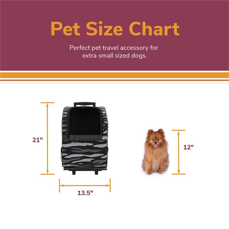 Pemberly Row Contemporary Fabric Pet Carrier Trolley for Travel in Black