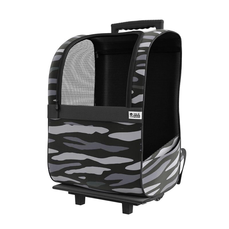 Pemberly Row Contemporary Fabric Pet Carrier Trolley for Travel in Black
