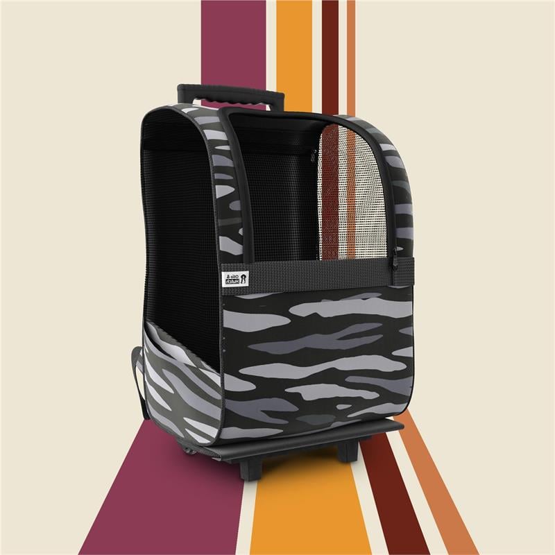 Pemberly Row Contemporary Fabric Pet Carrier Trolley for Travel in Black