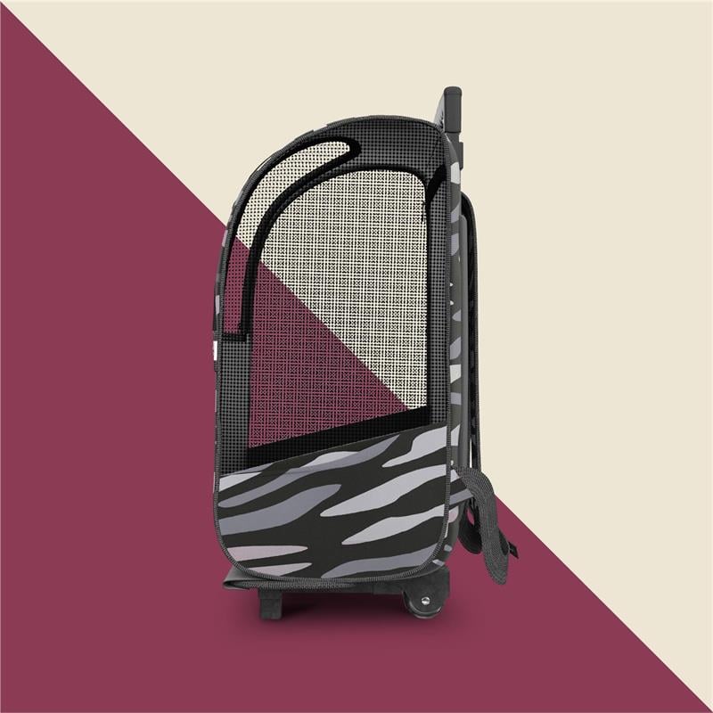Pemberly Row Contemporary Fabric Pet Carrier Trolley for Travel in Black