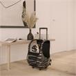 Pemberly Row Contemporary Fabric Pet Carrier Trolley for Travel in Black